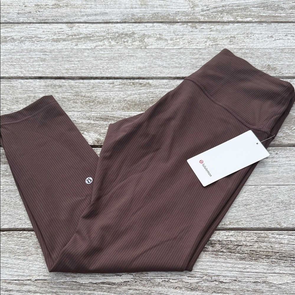 Lululemon Wunder Train Ribbed‎ HR Tight 23" espresso size 10 NWT Brown